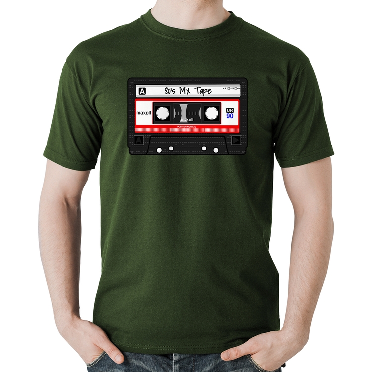 Camiseta Algodão 80's Mix Tape - Musgo