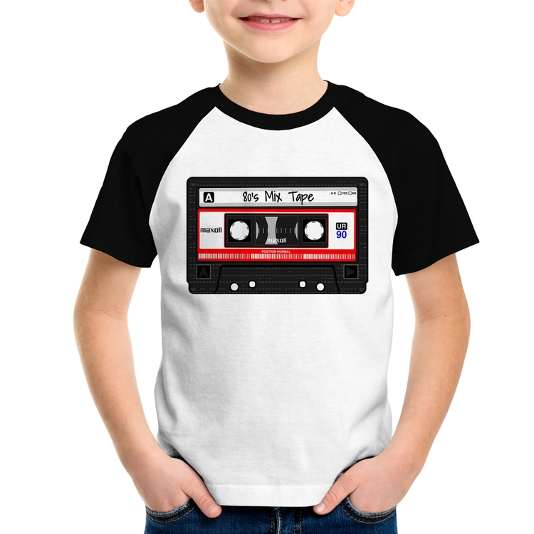Camiseta Raglan Infantil 80's Mix Tape