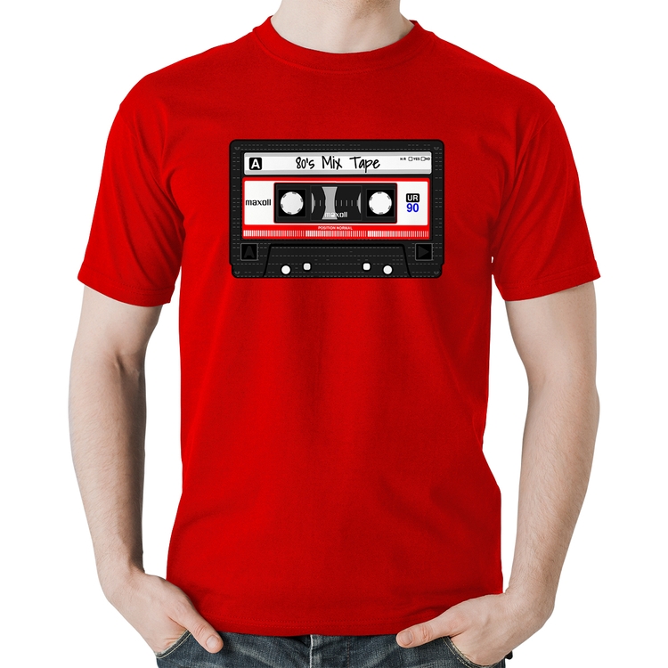 Camiseta Algodão 80's Mix Tape - Vermelha
