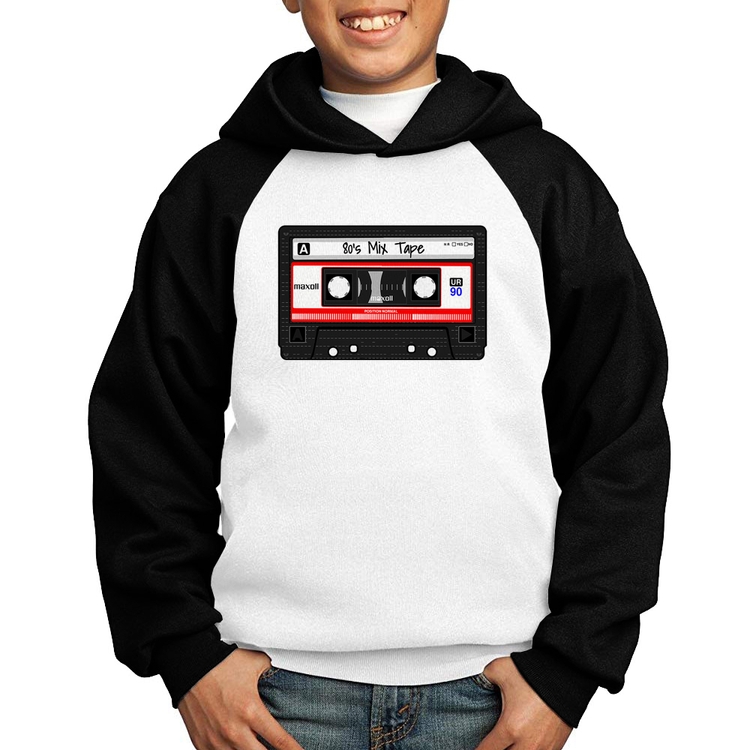 Moletom Infantil 80's Mix Tape - Branco/Preto