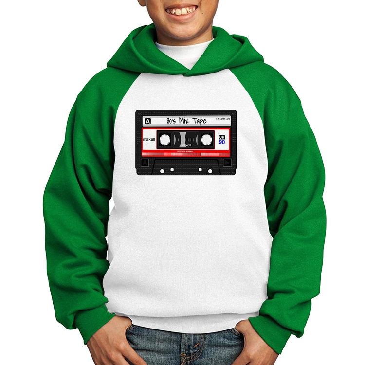 Moletom Infantil 80's Mix Tape - Branco/Verde