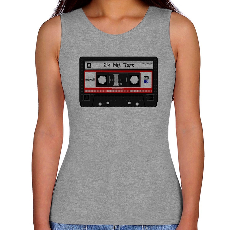 Regata Feminina 80's Mix Tape - Cinza