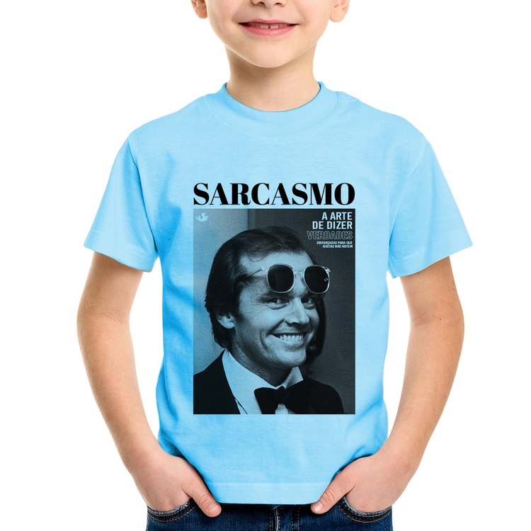 Camiseta Infantil A arte do sarcasmo - Azul Bebê