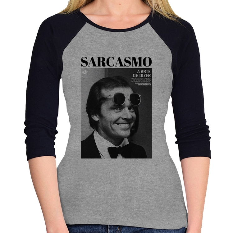 Baby Look Raglan A arte do sarcasmo Manga 3/4 - Cinza/Preto