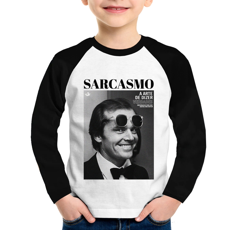 Camiseta Raglan Infantil A arte do sarcasmo Manga Longa