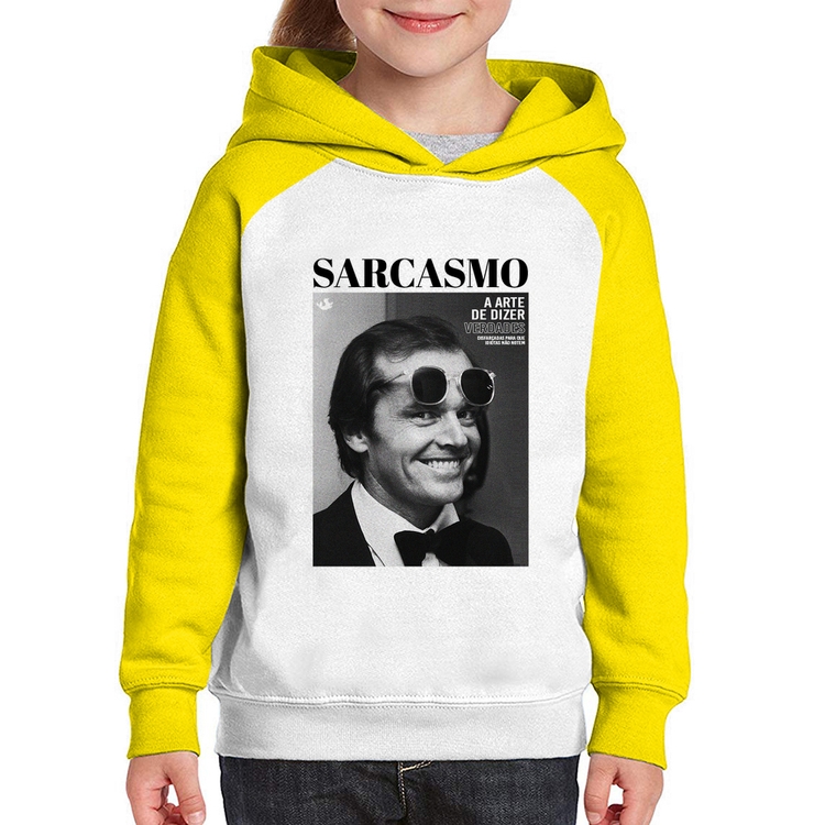 Moletom Infantil A arte do sarcasmo - Branco/Amarelo
