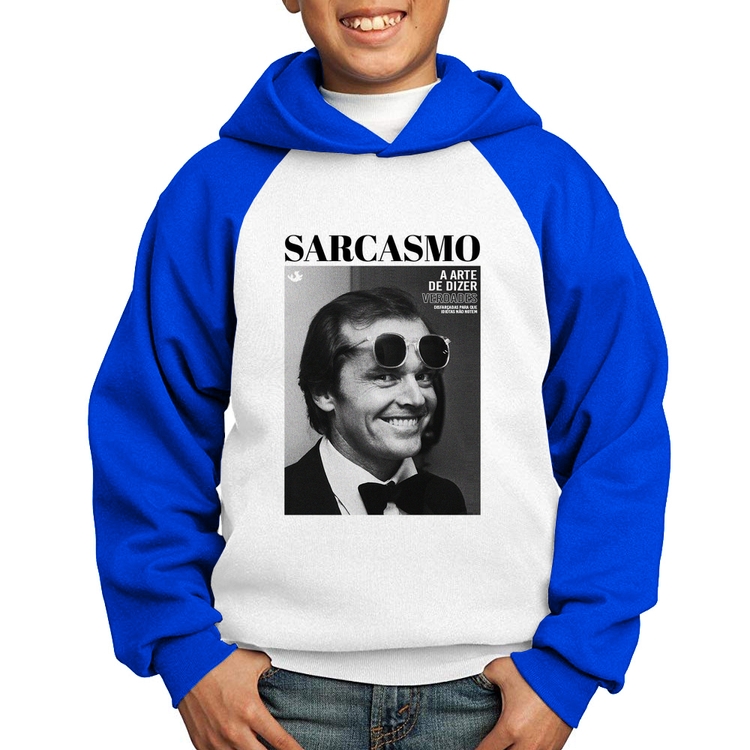 Moletom Infantil A arte do sarcasmo - Branco/Azul