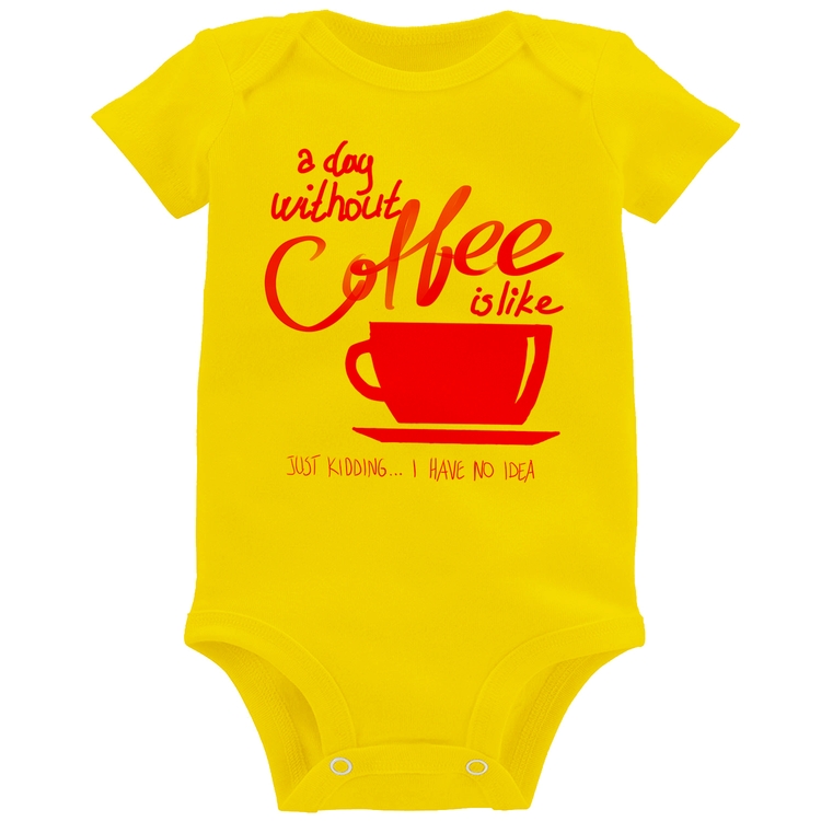 Body Bebê A Day Without Coffee - Amarelo