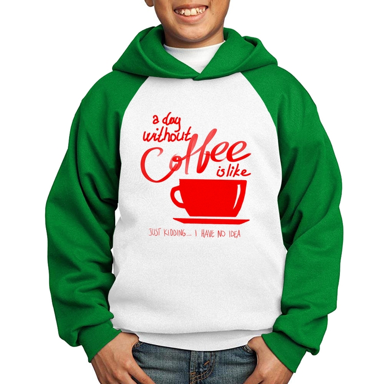 Moletom Infantil A Day Without Coffee - Branco/Verde