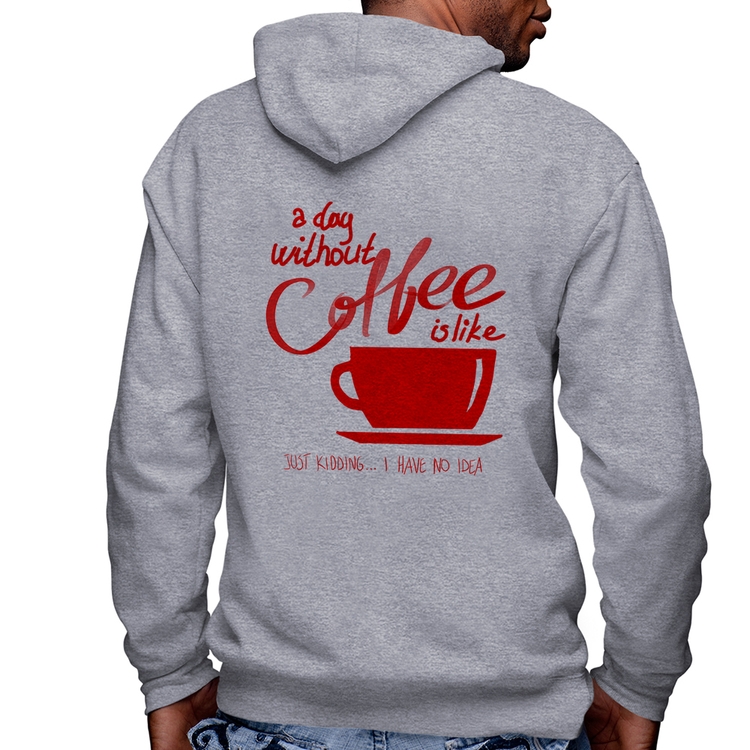 Blusa Moletom A Day Without Coffee Masculina com Capuz e Zíper - Mescla