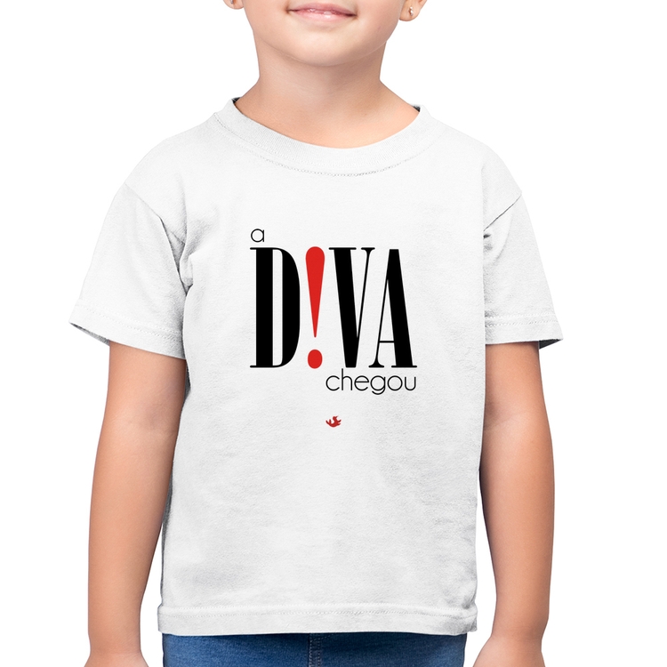 Camiseta Algodão Infantil A Diva Chegou - Branca