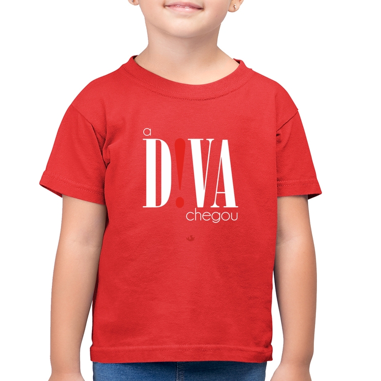 Camiseta Algodão Infantil A Diva Chegou - Vermelha