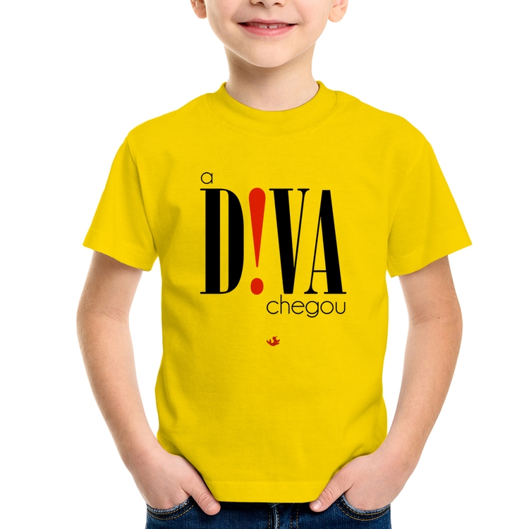 Camiseta Infantil A Diva Chegou - Amarela