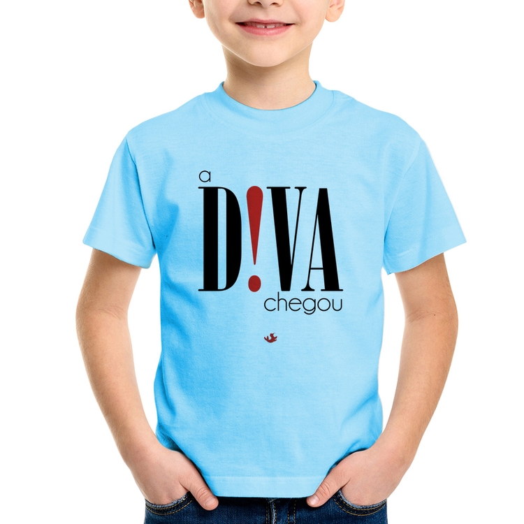 Camiseta Infantil A Diva Chegou - Azul Bebê