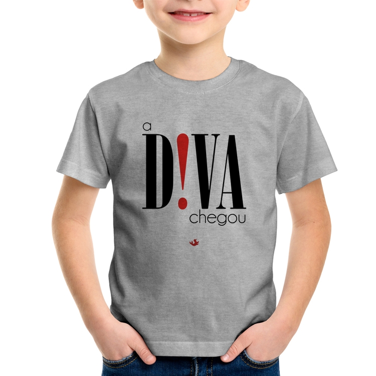 Camiseta Infantil A Diva Chegou - Cinza