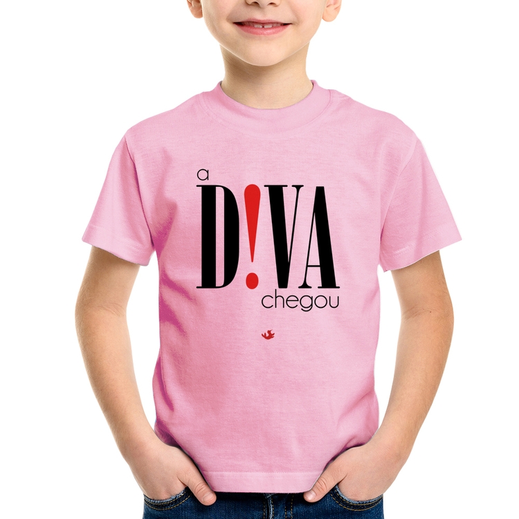 Camiseta Infantil A Diva Chegou - Rosa Bebê