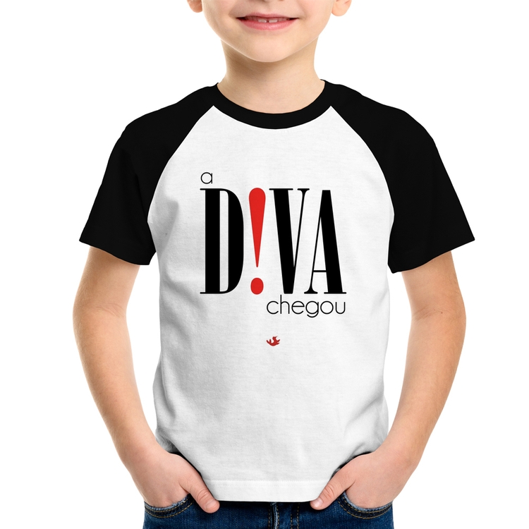 Camiseta Raglan Infantil A Diva Chegou