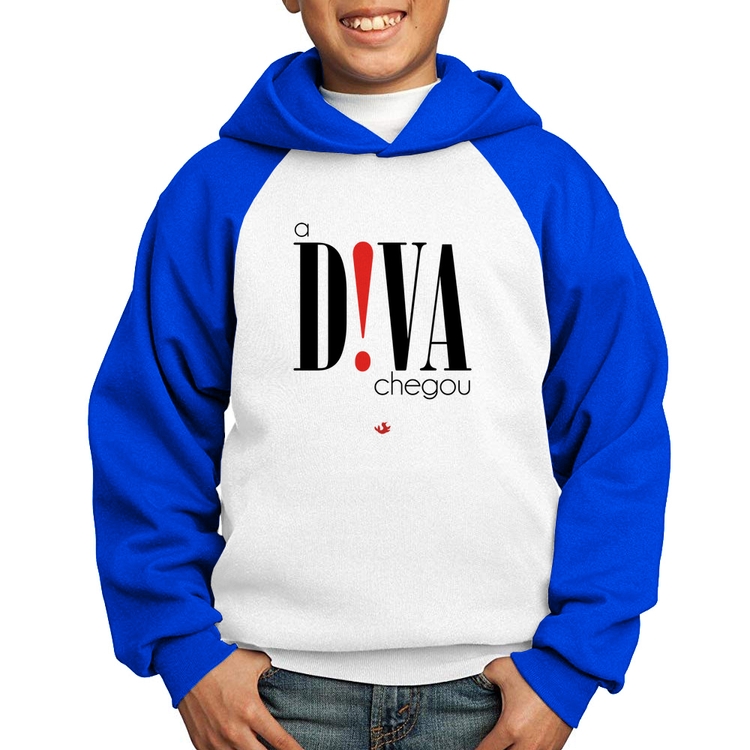 Moletom Infantil A Diva Chegou - Branco/Azul