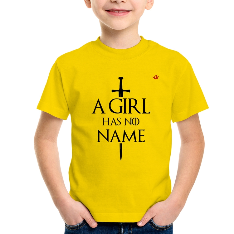 Camiseta Infantil A girl has no name - Amarela
