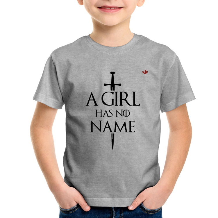 Camiseta Infantil A girl has no name - Cinza
