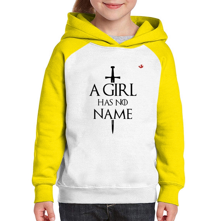 Moletom Infantil A girl has no name - Branco/Amarelo