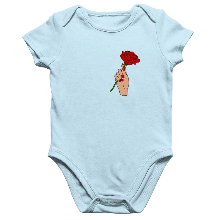 Body Bebê Algodão A Rose for you - Azul Bebê