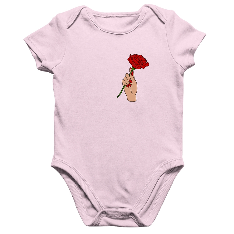 Body Bebê Algodão A Rose for you - Rosa Bebê