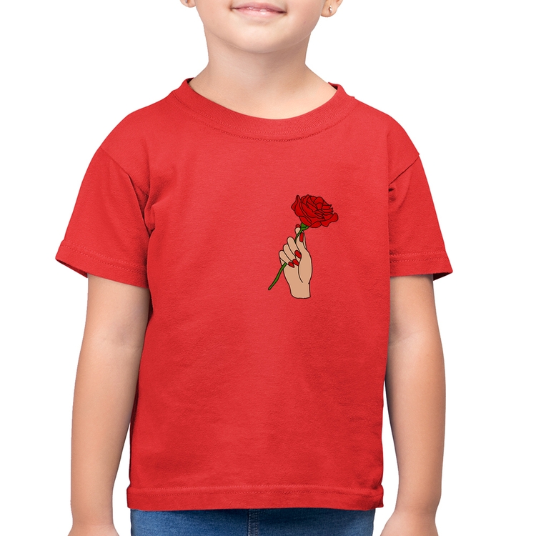 Camiseta Algodão Infantil A Rose for you - Vermelha
