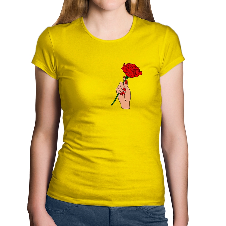 Baby Look Algodão A Rose for you - Amarela