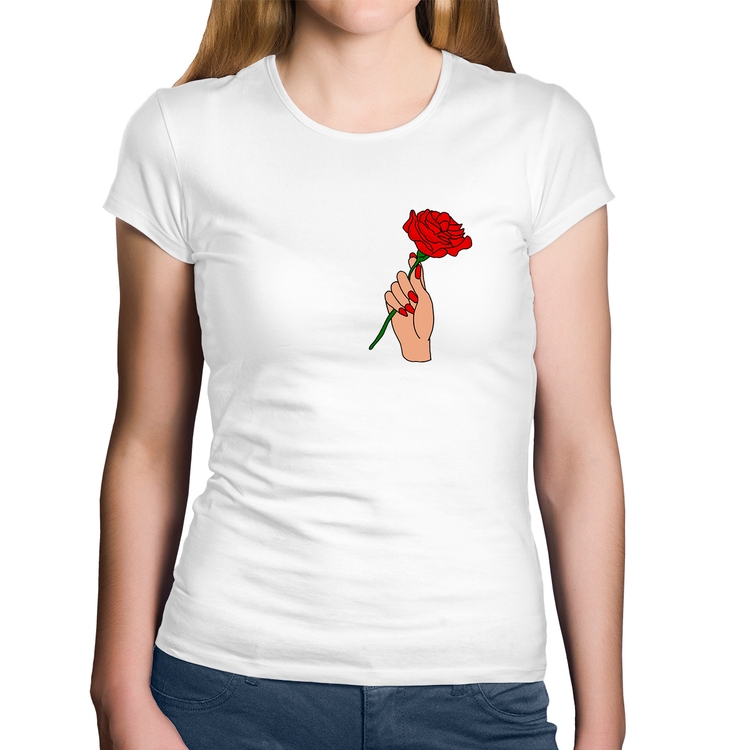 Baby Look Algodão A Rose for you - Branca