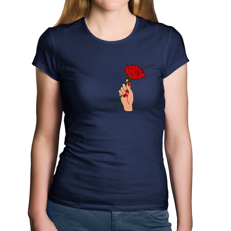 Baby Look Algodão A Rose for you - Marinho