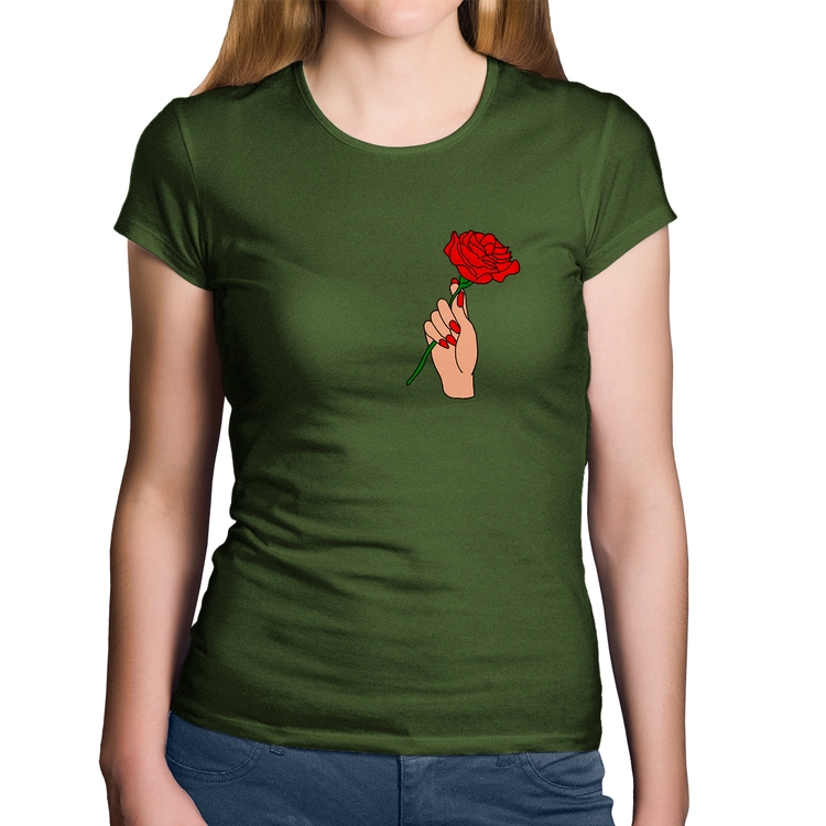 Baby Look Algodão A Rose for you - Musgo