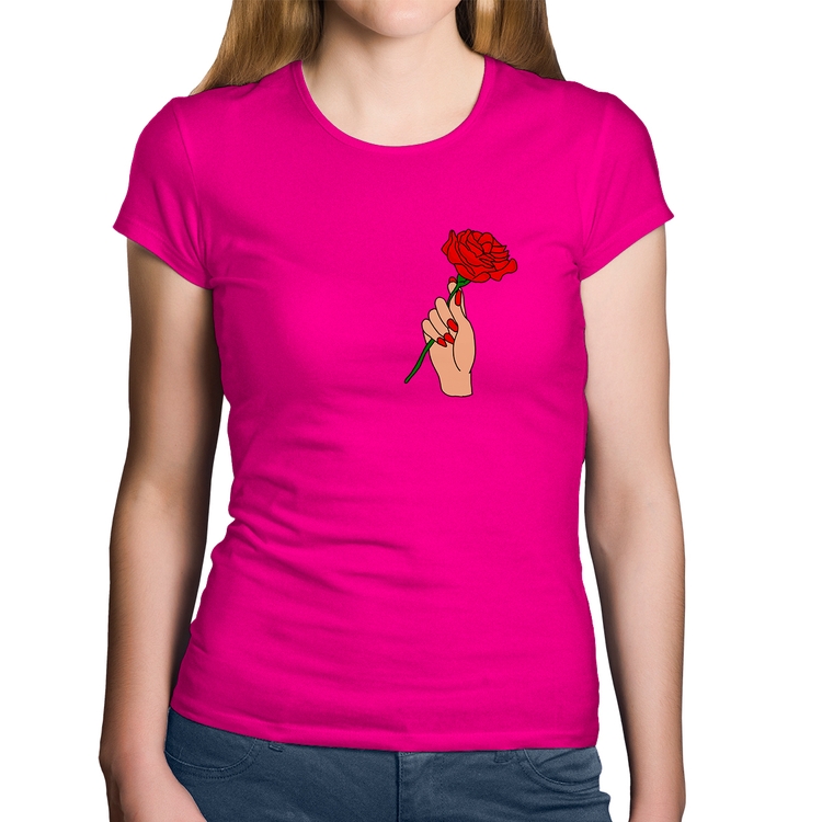 Baby Look Algodão A Rose for you - Rosa