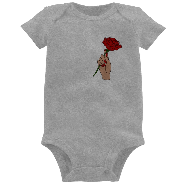 Body Bebê A Rose for you - Cinza