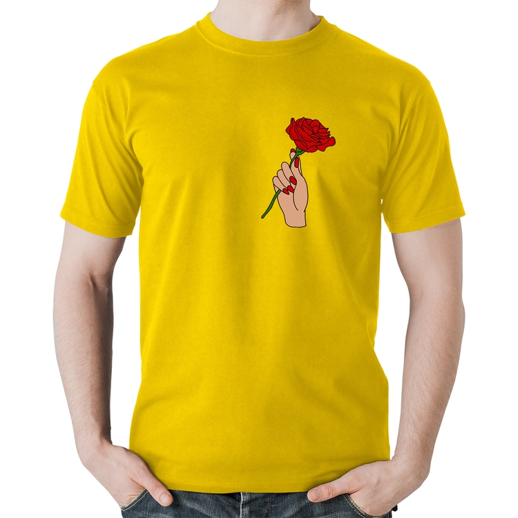 Camiseta Algodão A Rose for you - Amarela