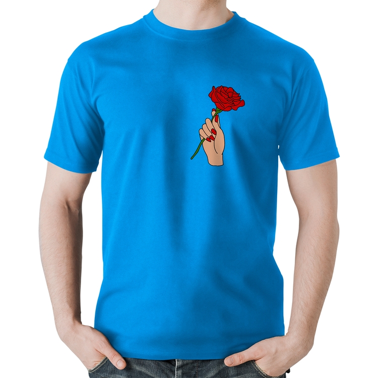 Camiseta Algodão A Rose for you - Azul