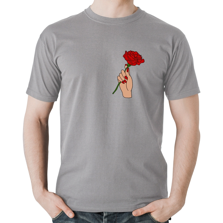 Camiseta Algodão A Rose for you - Cinza
