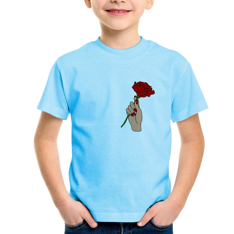 Camiseta Infantil A Rose for you - Azul Bebê