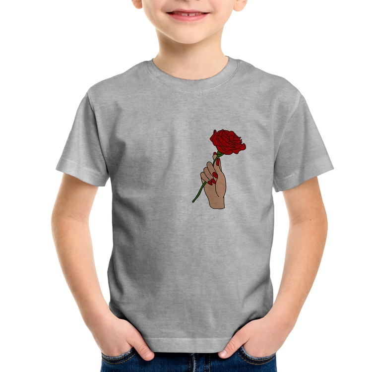 Camiseta Infantil A Rose for you - Cinza