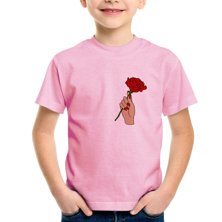 Camiseta Infantil A Rose for you - Rosa Bebê