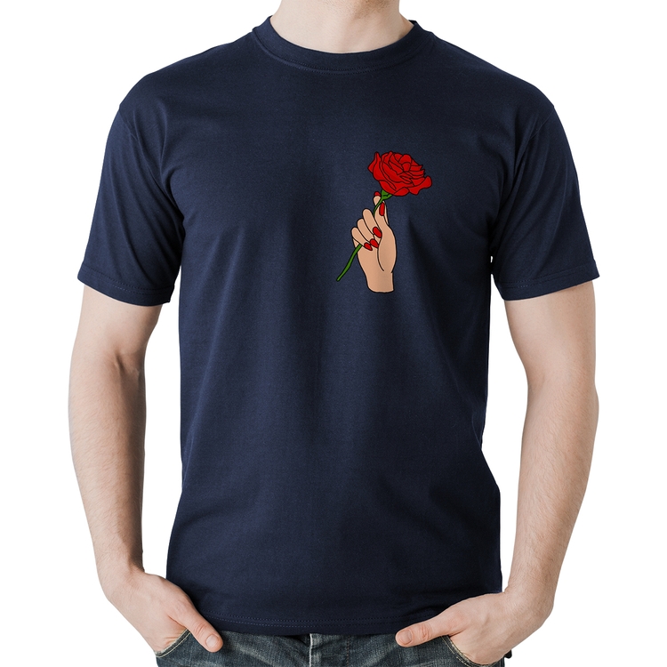 Camiseta Algodão A Rose for you - Marinho
