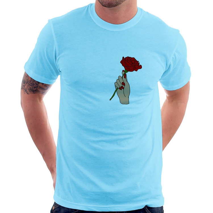 Camiseta A Rose for you - Azul Bebê