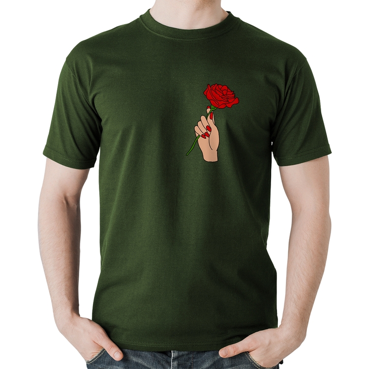 Camiseta Algodão A Rose for you - Musgo