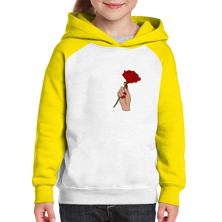 Moletom Infantil A Rose for you - Branco/Amarelo