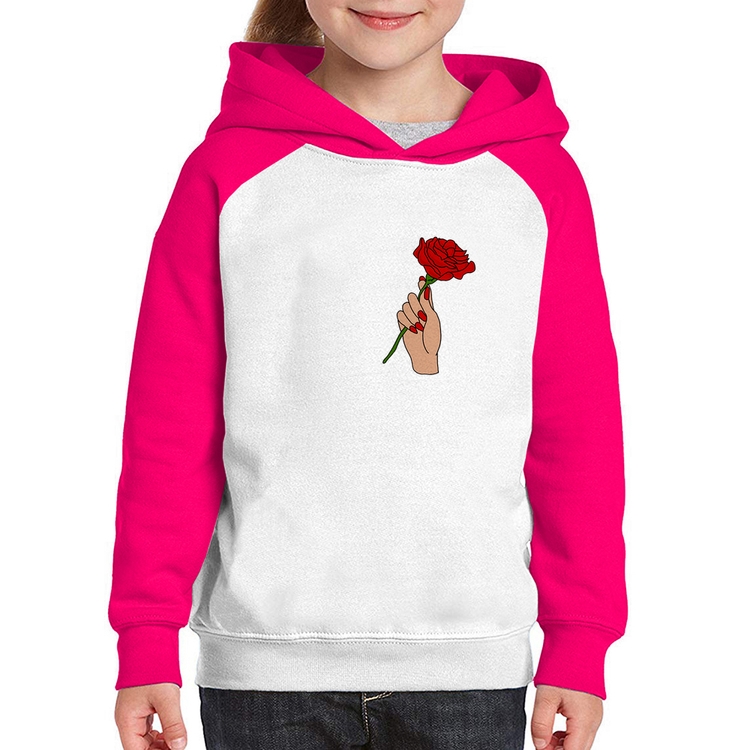 Moletom Infantil A Rose for you - Branco/Rosa
