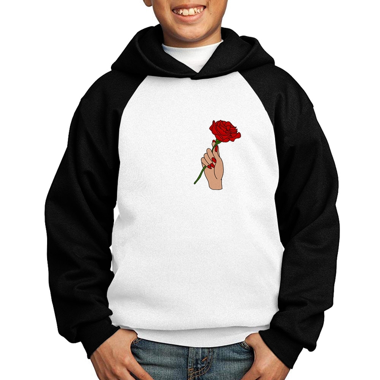 Moletom Infantil A Rose for you - Branco/Preto