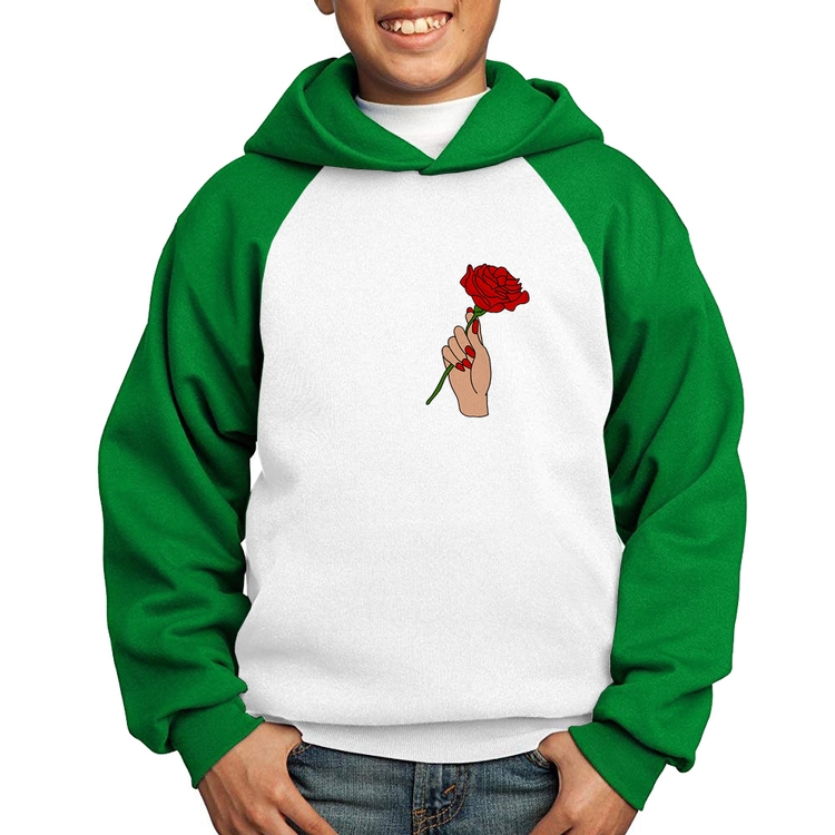Moletom Infantil A Rose for you - Branco/Verde