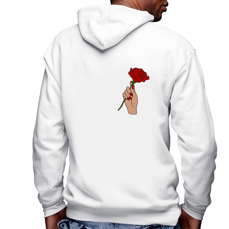 Blusa Moletom A Rose for you Masculina com Capuz e Zíper - Branca