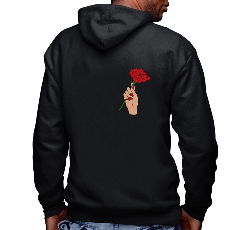 Blusa Moletom A Rose for you Masculina com Capuz e Zíper