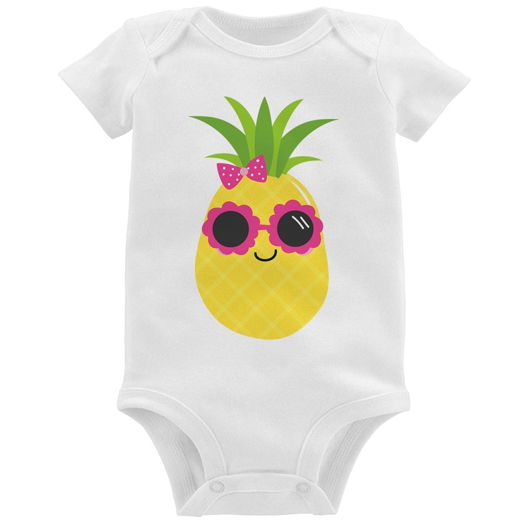 Body Bebê Abacaxi Óculos e Laço